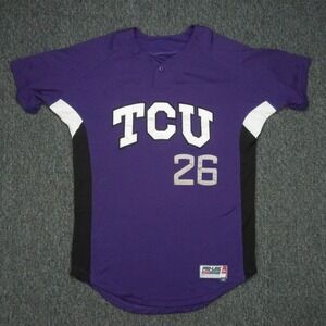 VINTAGE TCU Horned Frogs Jersey Mens 42 Purple Pro Line Mountain West‎